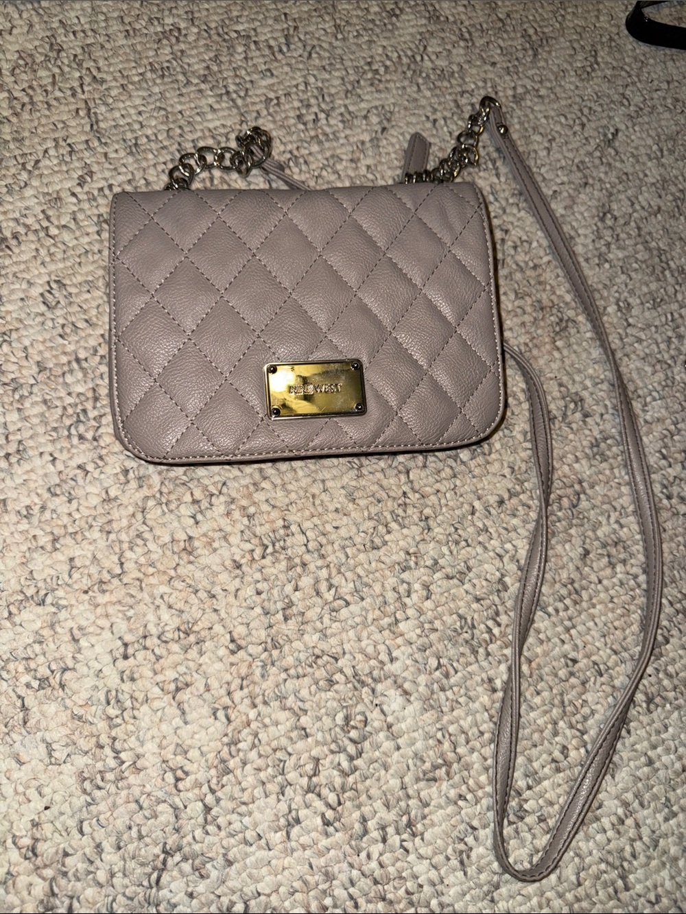 Nine West Quilted Crossbody Bag in Taupe